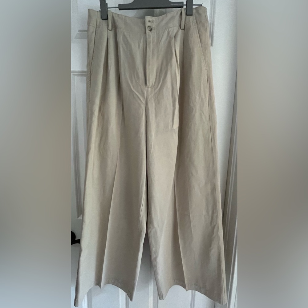 Madewell Harlow Wide-Leg Pant in Drapey Twill, Vintage Khaki